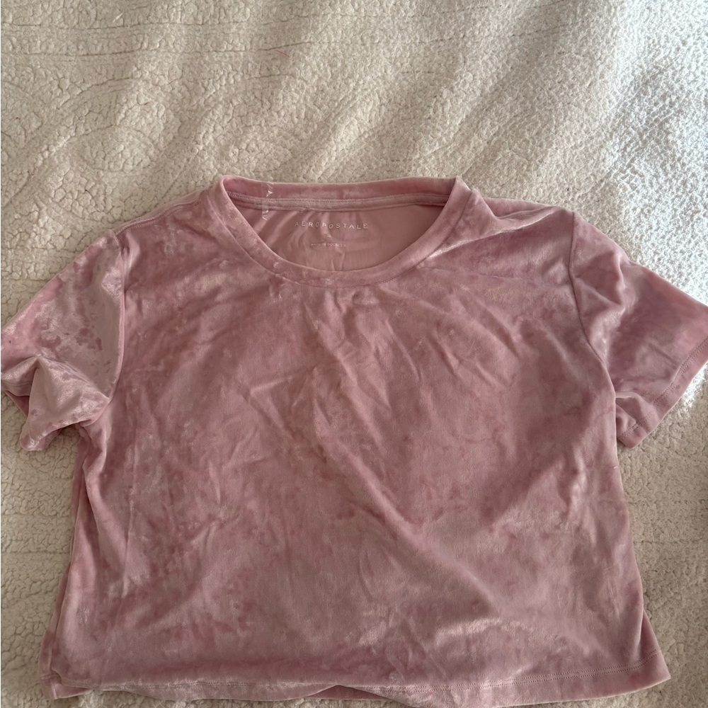 Aeropostale Light Pink Velvet Crop Top